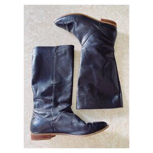 VTG Allegre Sz 10 80s Black Leather Pointed Toe Low Heel Boots